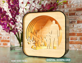 Father’s Day Gift Wooden Led Night Lamp Dad & Daughter Scene Multilayer Shadowbox Laser Cut Lampshade Table Lamp Digital Download |#U236| VectorPort