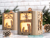 Nativity Scene Candle Holder Christmas Eve with baby Jesus, Traditional Lantern Tea Curved Corner Digital Download SVG |#236|