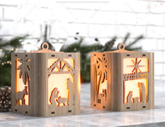 Nativity Scene Candle Holder Christmas Eve with baby Jesus, Traditional Lantern Tea Curved Corner Digital Download SVG |#236| VectorPort