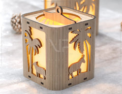 Nativity Scene Candle Holder Christmas Eve with baby Jesus, Traditional Lantern Tea Curved Corner Digital Download SVG |#236|