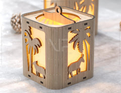 Nativity Scene Candle Holder Christmas Eve with baby Jesus, Traditional Lantern Tea Curved Corner Digital Download SVG |#236| VectorPort