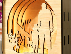 Father’s Day Gift Wooden Led Night Lamp Dad & Daughter Scene Multilayer Shadowbox Laser Cut Lampshade Table Lamp Digital Download |#U236| VectorPort