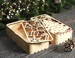 Christmas Gift Box Decorative Box Wooden New Year Gift Box laser cut Jeweler Case Digital Download |#237|