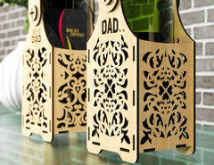 Wine box holder 2 pattern design for laser cut, Wine case Father’s Day Gift Bottle Holder SVG Digital Download |#U237| VectorPort