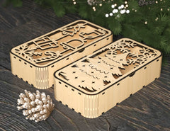 Christmas Gift Box Decorative Box Wooden New Year Gift Box laser cut Jeweler Case Digital Download |#237|