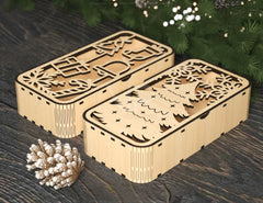 Christmas Gift Box Decorative Box Wooden New Year Gift Box laser cut Jeweler Case Digital Download |#237| VectorPort