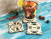 Coaster Mechanical Laser Vintage Cassette Turntable Shape Tea Coffee Cup Mat Pad Placemat Tableware Digital Download |#U239| VectorPort