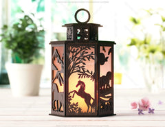 Horse Scene Forest Lantern: Laser Cut Tealight Candle Holder Night Light Forest Scene Lantern Digital Download |#239| VectorPort