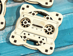 Coaster Mechanical Laser Vintage Cassette Turntable Shape Tea Coffee Cup Mat Pad Placemat Tableware Digital Download |#U239| VectorPort