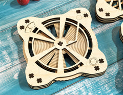 Coaster Mechanical Laser Vintage Cassette Turntable Shape Tea Coffee Cup Mat Pad Placemat Tableware Digital Download |#U239| VectorPort