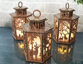 Deer Lantern Tea light Winter Snowy Forest with Deer Lantern Candle Holder Laser Cut plywood Votive Gift Wooden Lantern Digital Download SVG |#U241|