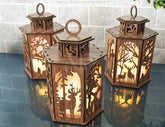 Deer Lantern Tea light Winter Snowy Forest with Deer Lantern Candle Holder Laser Cut plywood Votive Gift Wooden Lantern Digital Download SVG |#U241| VectorPort