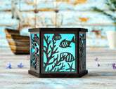 Ocean Serenity: 3D Underwater Laser Cut Lantern with Dolphins, Sea Turtles, and Coral Tealight Candle Holder Night Light Digital Download |#241| VectorPort