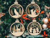 Christmas Theme 3D Christmas Ornament Set Tree Decorations Craft Hanging Bauble Snowy Scene New Year Holiday Laser Cut Digital Download |#242| VectorPort