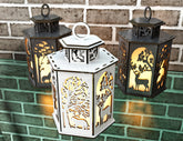 Deer Lantern Tea light Winter Snowy Forest with Deer Lantern Candle Holder Laser Cut plywood Votive Gift Wooden Lantern Digital Download SVG |#U242|