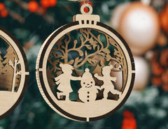 Christmas Theme 3D Christmas Ornament Set Tree Decorations Craft Hanging Bauble Snowy Scene New Year Holiday Laser Cut Digital Download |#242| VectorPort
