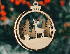 Christmas Theme 3D Christmas Ornament Set Tree Decorations Craft Hanging Bauble Snowy Scene New Year Holiday Laser Cut Digital Download |#242| VectorPort