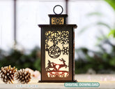 Christmas Lamp: A Festive Wooden Light Laser-Cut Christmas Lantern | New Year Tree Candle Holder Digital Download |#244| VectorPort