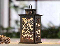 Christmas Lamp: A Festive Wooden Light Laser-Cut Christmas Lantern | New Year Tree Candle Holder Digital Download |#244| VectorPort