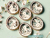 3D Easter Egg Hanging Ornaments Laser Cut Egg Rabbits SVG layered Decor, Floral Bunny multilayer Digital Download |#246| VectorPort