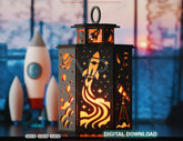 Space Theme Laser Cut Table Lamp with Planets, Rockets, and Stars – Celestial Night Light for Kids Room or Space Lovers – Digital Download |#247|