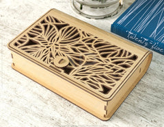 Book Shape Wooden Gift Box with lock Laser cut Card Case Favor Box Wooden Bag Purse Digital Downloads | SVG |#U247| VectorPort