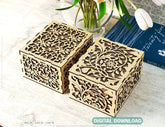 Laser Cut Decorative Gift Box with Flowers pattern, Opener Jeweler Case Wedding Favor box Gift for Her Digital Download |#U248| VectorPort