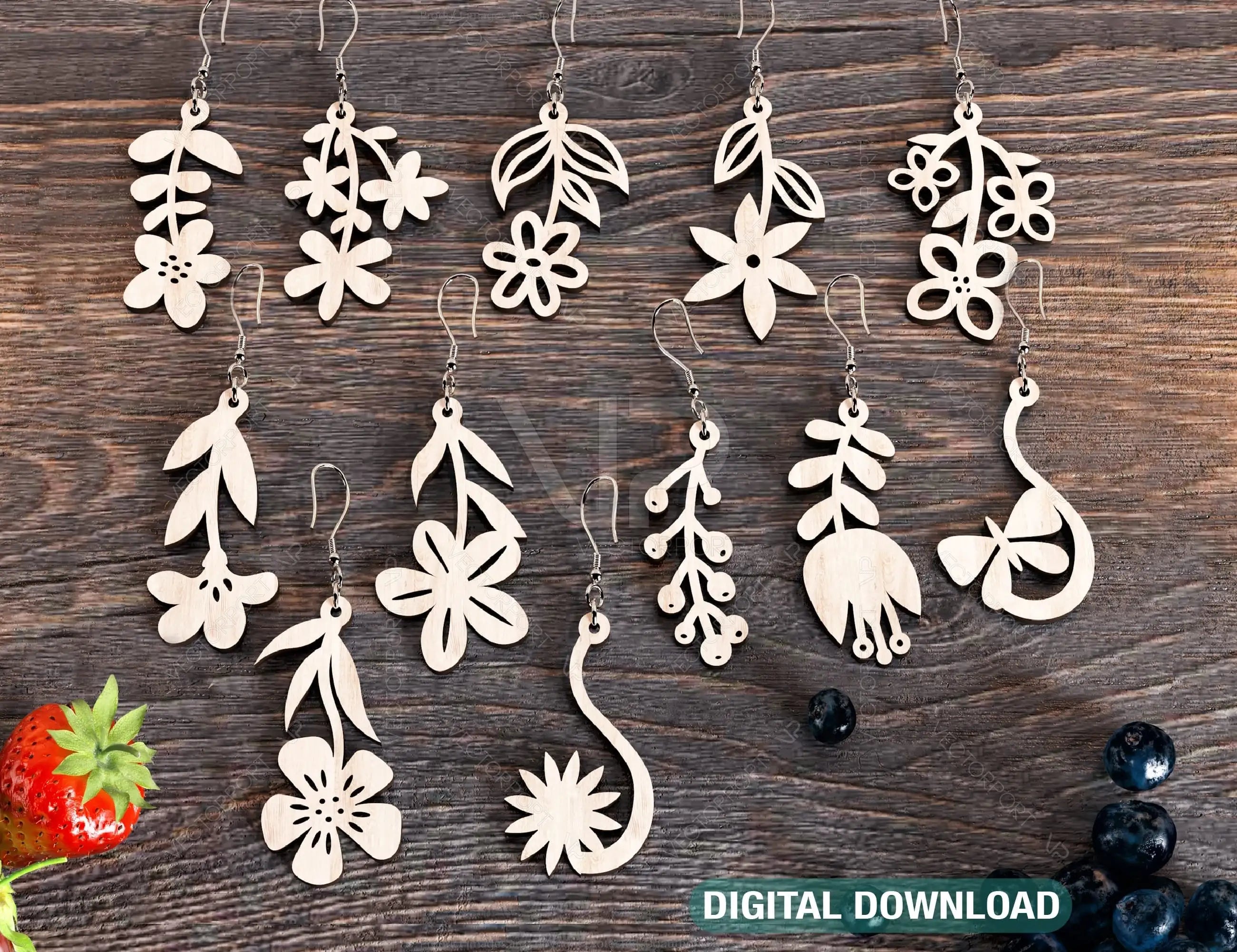 Flowers shape Earring Bundle Svg Jewelry Pendants earring laser cut Cut Files Digital Download |#U249| VectorPort