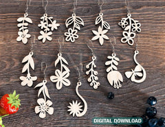 Flowers shape Earring Bundle Svg Jewelry Pendants earring laser cut Cut Files Digital Download |#U249|