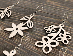 Flowers shape Earring Bundle Svg Jewelry Pendants earring laser cut Cut Files Digital Download |#U249| VectorPort