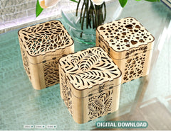 Decorative Wooden Gift box with Flowers Pattern Jeweler case Wedding Birthday Mother’s Day Gift Box laser cut file Digital Download |#U250|