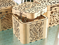 Decorative Wooden Gift box with Flowers Pattern Jeweler case Wedding Birthday Mother’s Day Gift Box laser cut file Digital Download |#U250|