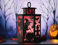 Haunted House Halloween Tealight Lantern SVG – Spooky Ghosts & Bats Candle Holder Digital Download |#251|