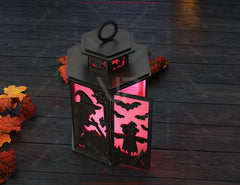 Haunted House Halloween Tealight Lantern SVG – Spooky Ghosts & Bats Candle Holder Digital Download |#251|