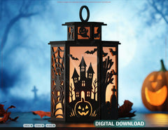 Spooky Halloween Lamp – Ghostly Haunted House Tealight Candle Holder Digital Download |#252|