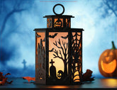 Spooky Halloween Lamp – Ghostly Haunted House Tealight Candle Holder Digital Download |#252| VectorPort