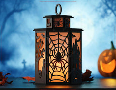 Spooky Halloween Lamp – Ghostly Haunted House Tealight Candle Holder Digital Download |#252| VectorPort