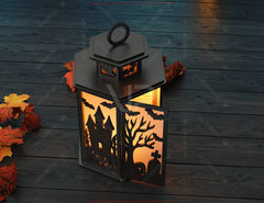 Spooky Halloween Lamp – Ghostly Haunted House Tealight Candle Holder Digital Download |#252|