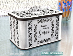 Decorative Wooden Gift box with Heart Flowers Pattern Jeweler case Wedding Birthday Mother’s Day Gift Box laser cut file Digital Download |#U253|