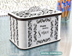 Decorative Wooden Gift box with Heart Flowers Pattern Jeweler case Wedding Birthday Mother’s Day Gift Box laser cut file Digital Download |#U253| VectorPort