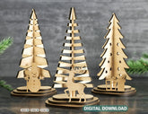 Standing Christmas Trees with Deer Gifts and Snowman Laser cut files Digital Download | SVG |#U254| VectorPort