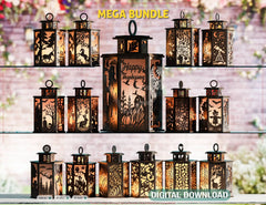 Mega Lantern Bundle | Christmas, Halloween, Nature Tealight Holders | Laser Cutting Digital Download |#254| VectorPort