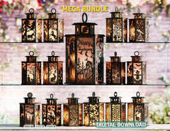 Mega Lantern Bundle | Christmas, Halloween, Nature Tealight Holders | Laser Cutting Digital Download |#254|