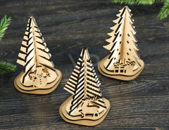 Standing Christmas Trees with Deer Gifts and Snowman Laser cut files Digital Download | SVG |#U254| VectorPort
