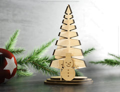 Standing Christmas Trees with Deer Gifts and Snowman Laser cut files Digital Download | SVG |#U254| VectorPort
