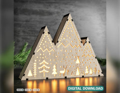 Scandinavian Mountain Led Night Light Lamp Laser Cut Bedside Table Lamp Digital Download |#U255| VectorPort