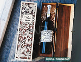 Wine Box SVG – Custom Laser Cut Christmas Bottle Holder Customizable Engraved Digital Download |#256|