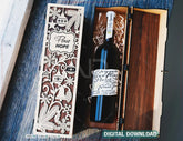 Wine Box SVG – Custom Laser Cut Christmas Bottle Holder Customizable Engraved Digital Download |#256| VectorPort