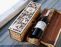 Wine Box SVG – Custom Laser Cut Christmas Bottle Holder Customizable Engraved Digital Download |#256|
