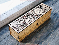 Wine Box SVG – Custom Laser Cut Christmas Bottle Holder Customizable Engraved Digital Download |#256|